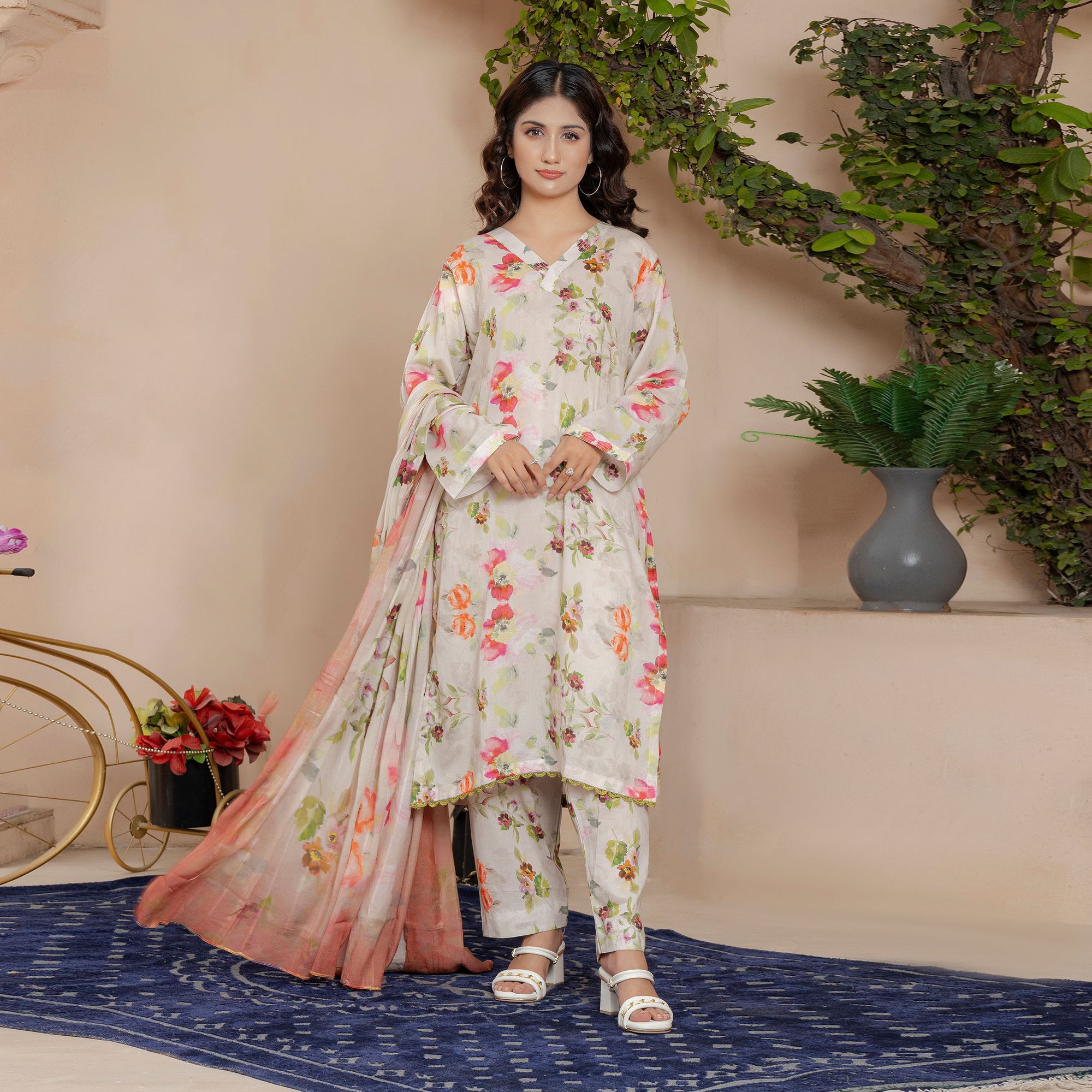 Blush Garden 3-Piece Suit Stitched
