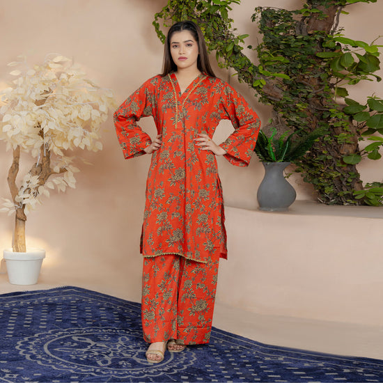 Golden Petals on Lawn Suit Stitched