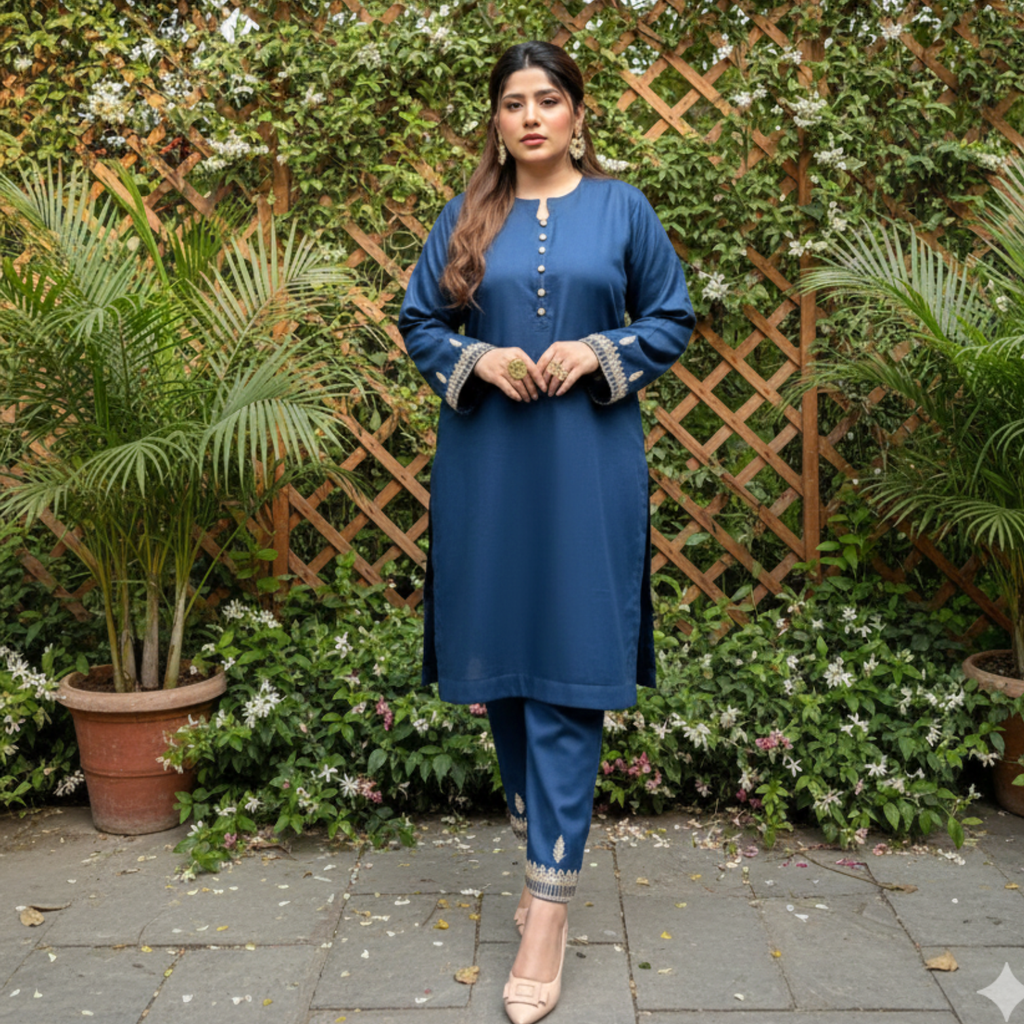 Neelum 2-pcs Dhannak Embroidery Dress