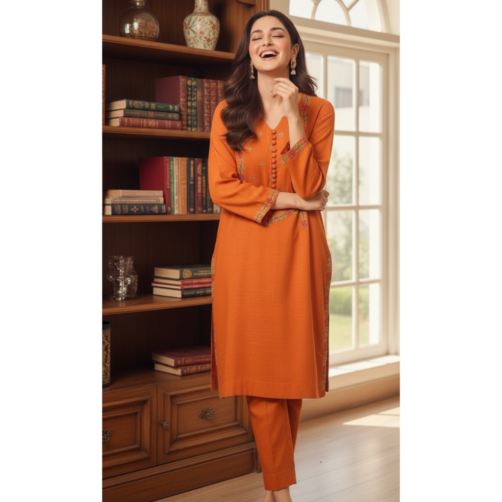 Rust Grace 2-Piece Embroidered Suit