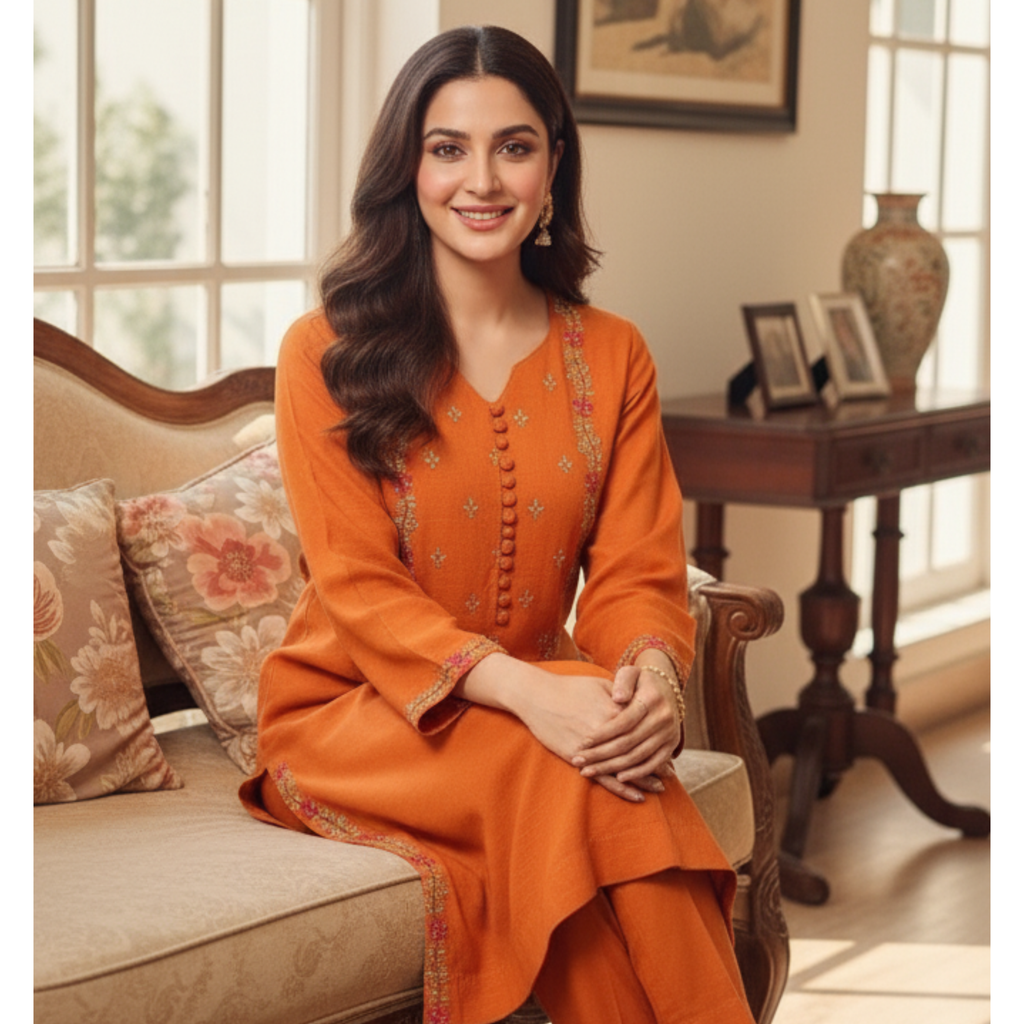 Rust Grace 2-Piece Embroidered Suit