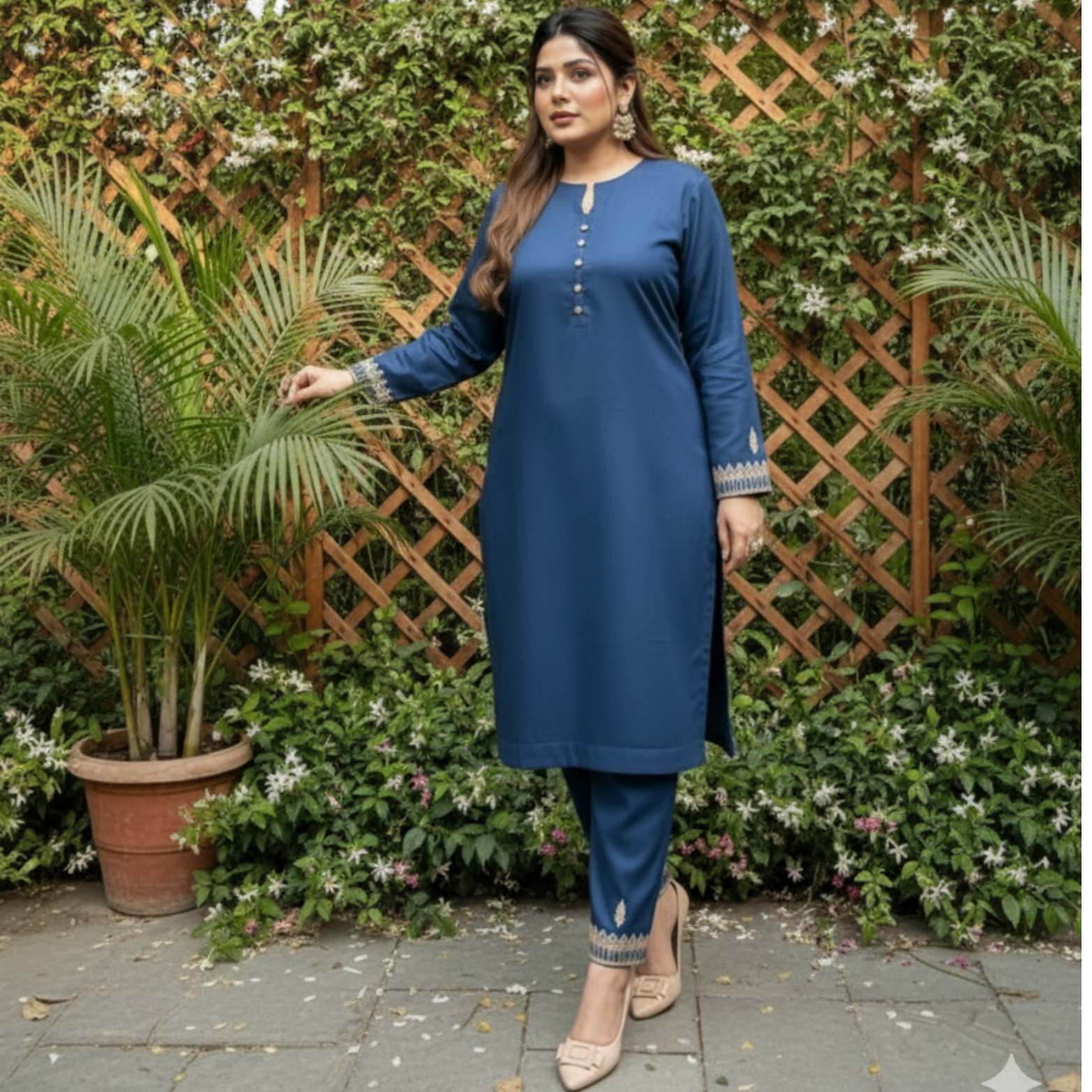 Neelum 2-pcs Dhannak Embroidery Dress