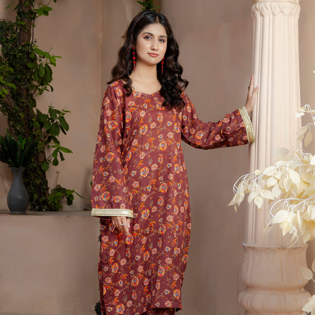 Maroon Whispers 2-Piece Suit Stitched