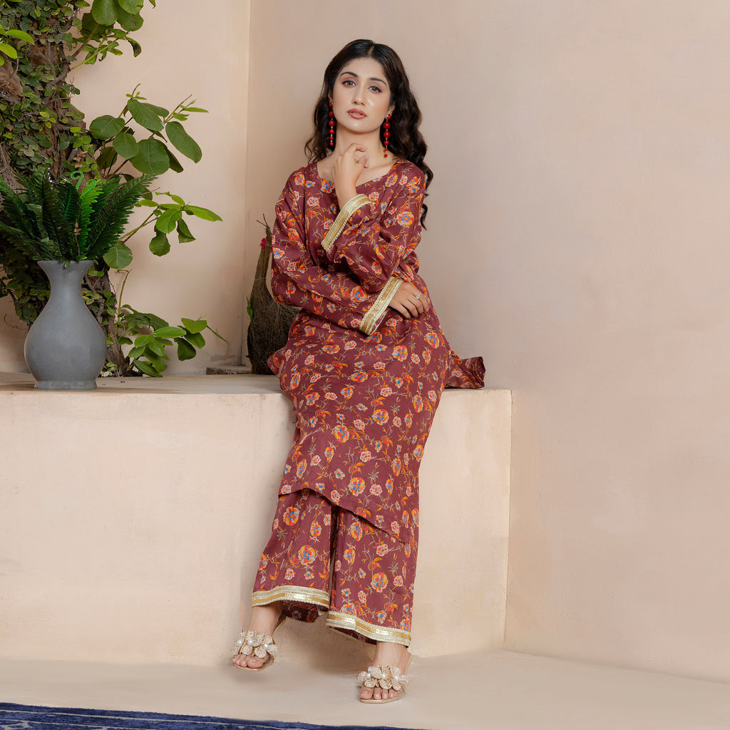 Maroon Whispers 2-Piece Suit Stitched