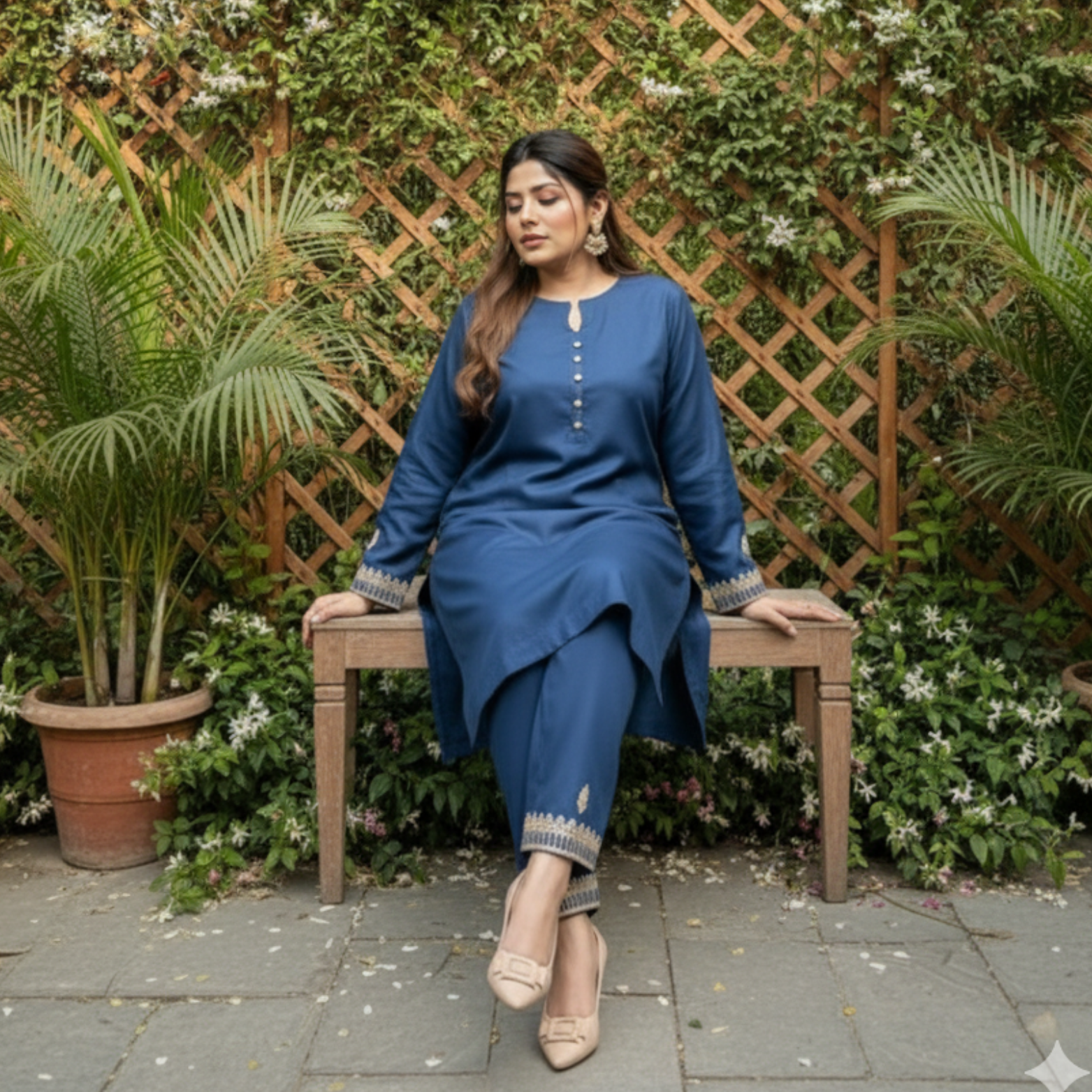 Neelum 2-pcs Dhannak Embroidery Dress