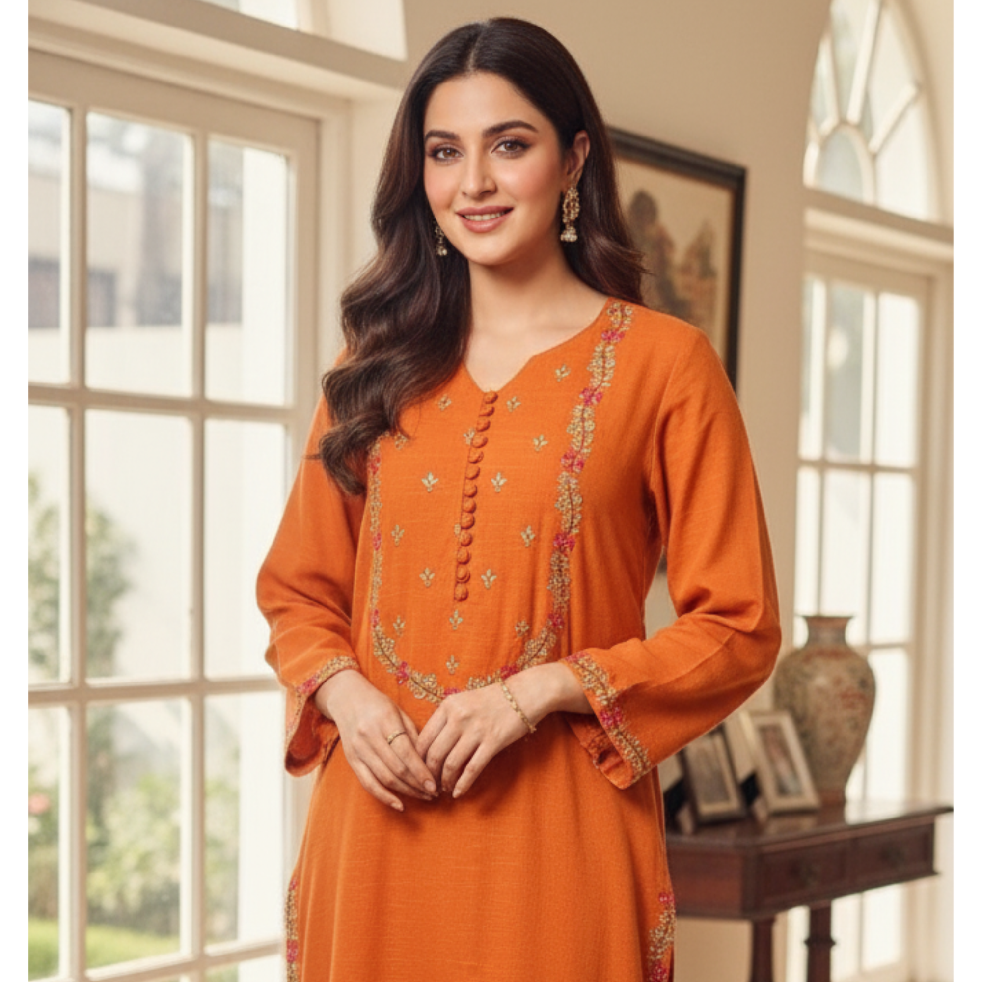 Rust Grace 2-Piece Embroidered Suit