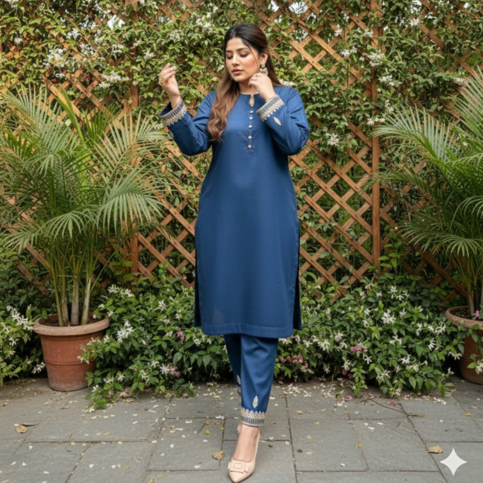 Neelum 2-pcs Dhannak Embroidery Dress